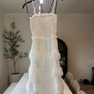 Tiered Chiffon Maxi Dress White